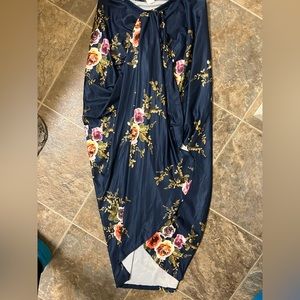 Navy Floral Wrap Skirt